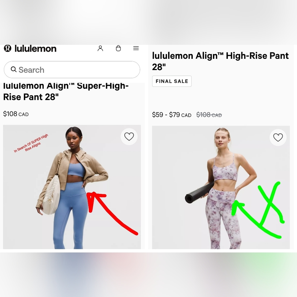 ISO - Lululemon SUPER High Rise Align Size 6 - LOOKING FOR - Not Selling